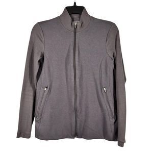 EILEEN Fisher Petite Womens Sz PS Fitted ZIP Up Jacket 2 ZIP Pockets Gray
